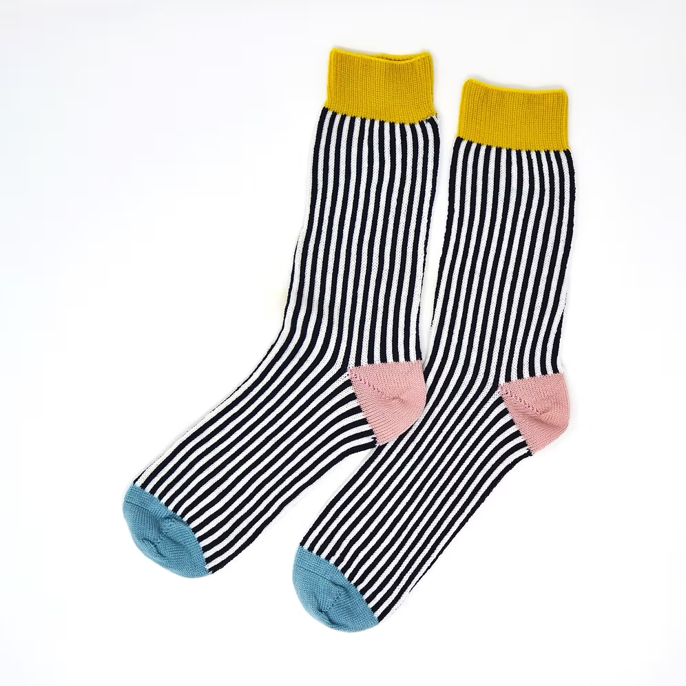 Merino Stripe Socks - Black/White