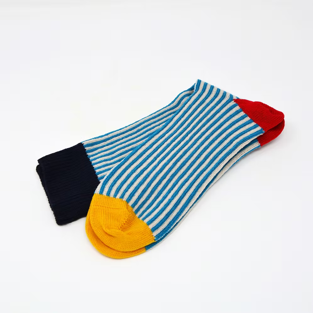 Merino Stripe Socks - Teal/White