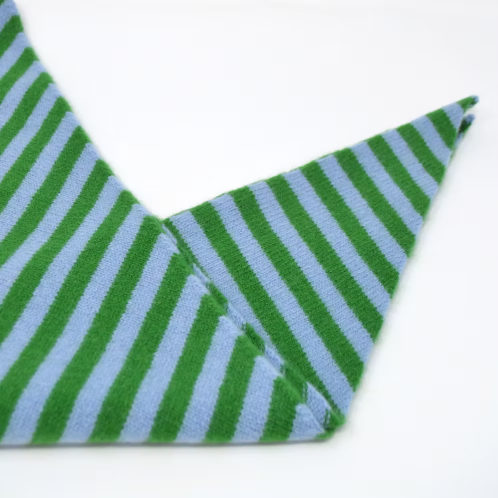 Lambswool Neckerchief - Light Blue & Grass Stripe