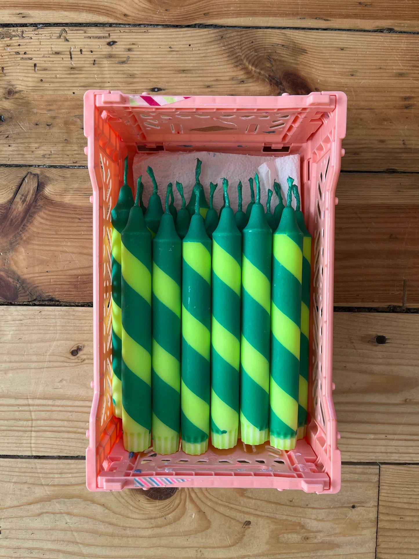 Lime Green & Forest Green Helter Skelter Stick Candle