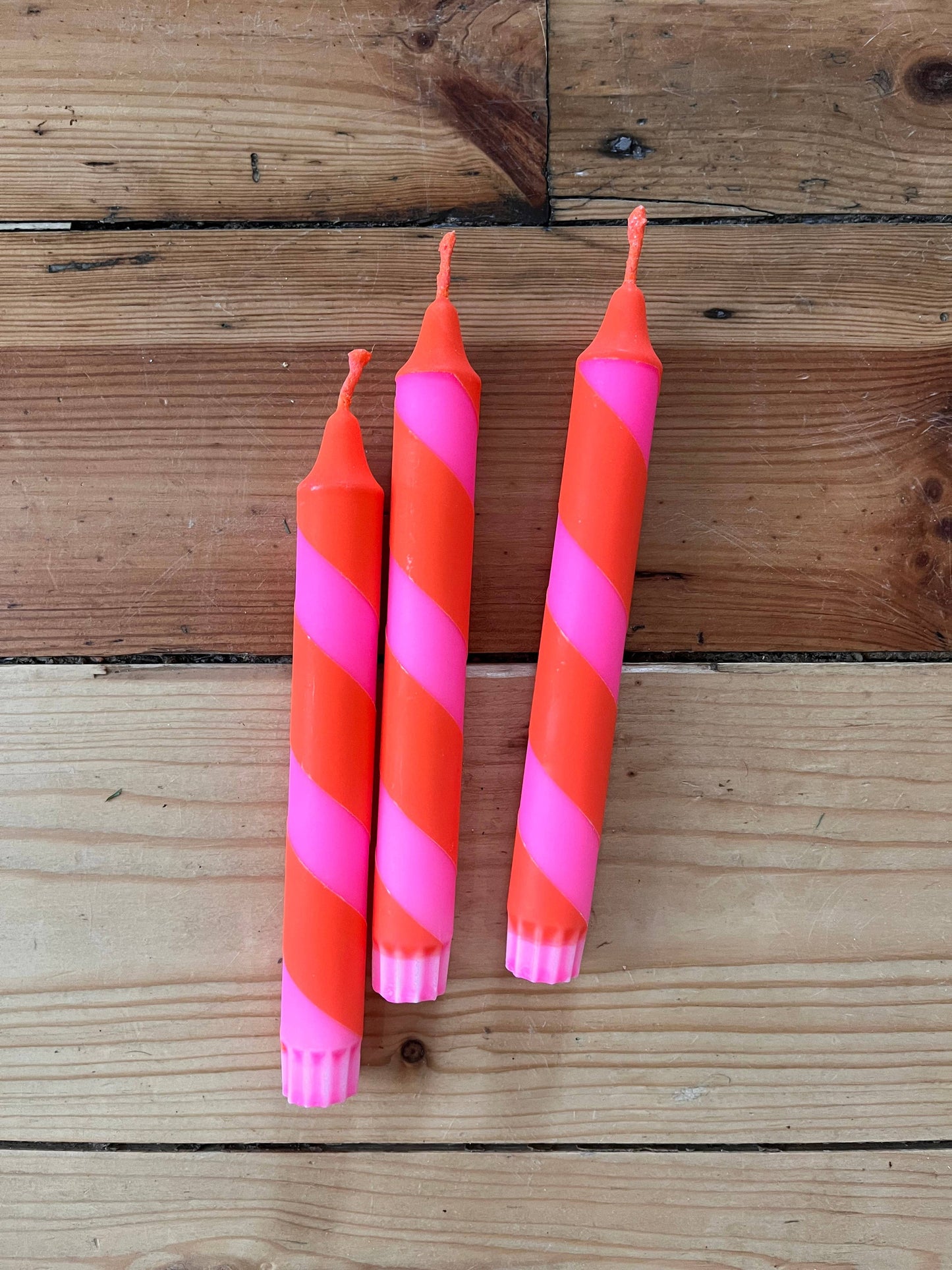 Neon Pink and Orange Halter Skelter candle