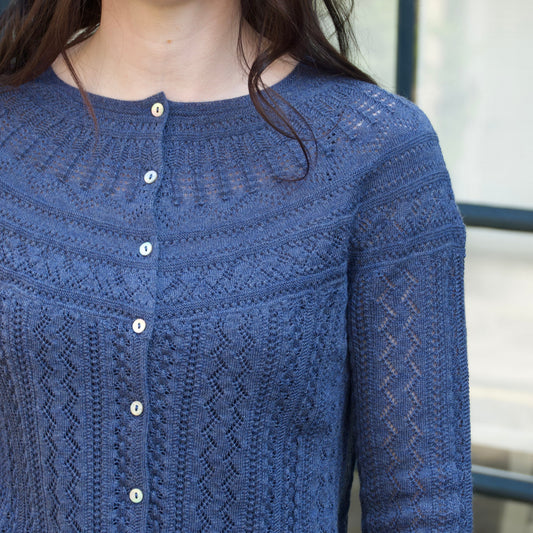 Vaila Lace Cardigan - Denim Blue