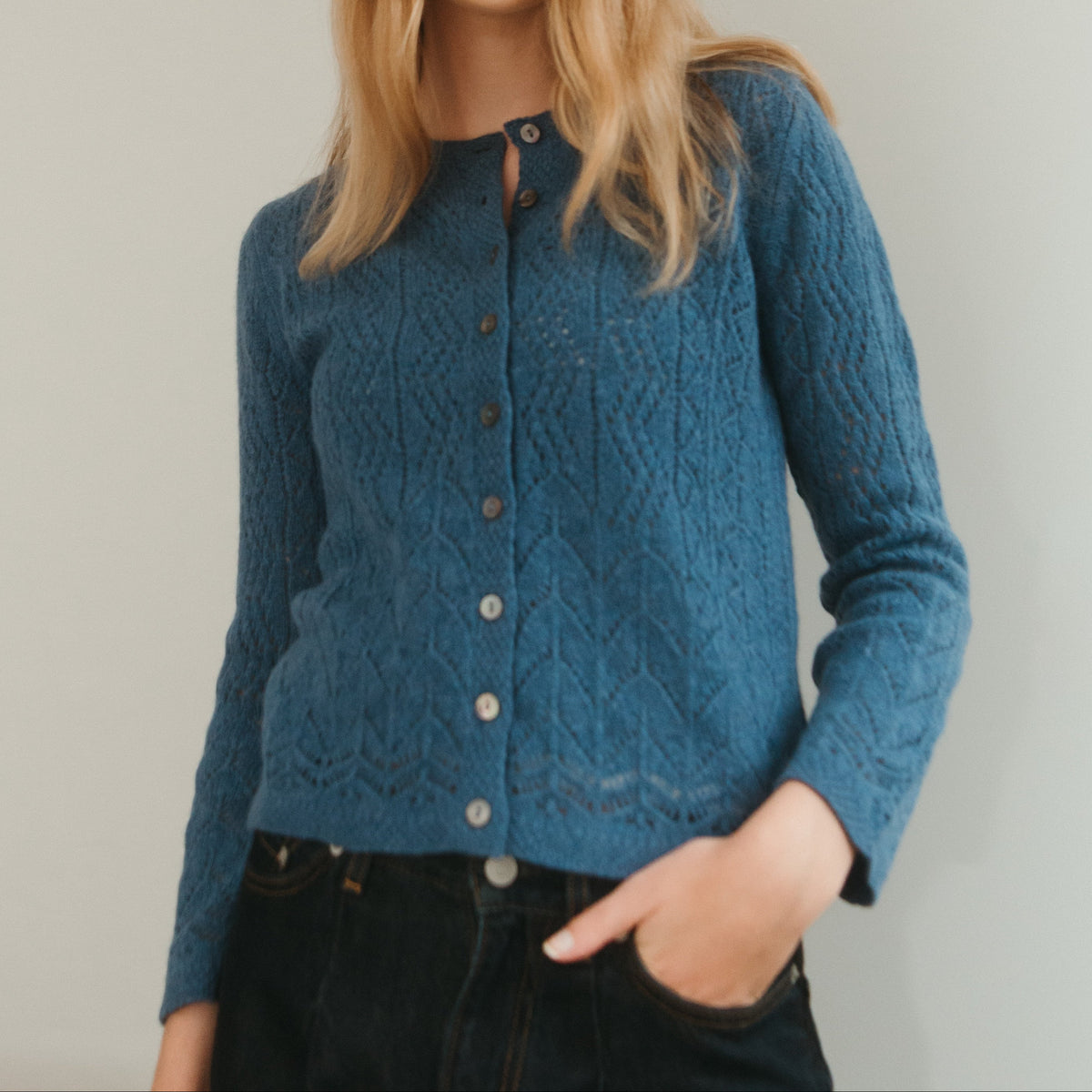Solway Lace Cardigan - Soft Denim
