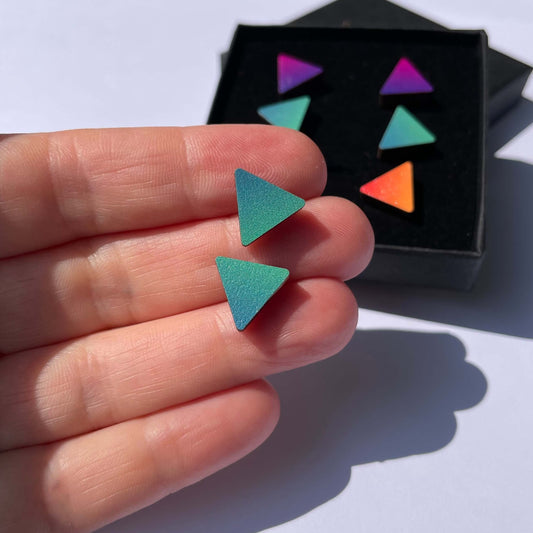 Triangle Studs - Sea Green