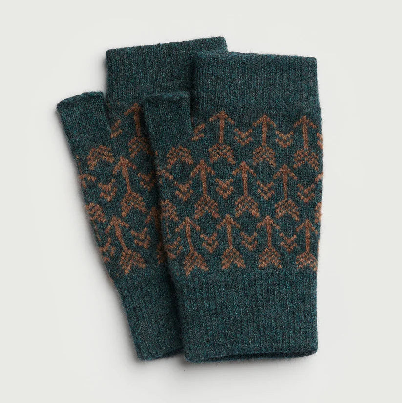 Arrow Fingerless Mitts - Ink and Hazelnut