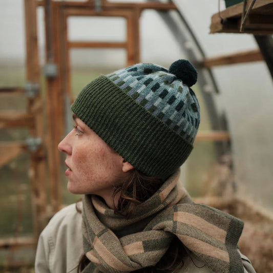 Harbour Pom Hat - Pine, North Sea & Haar