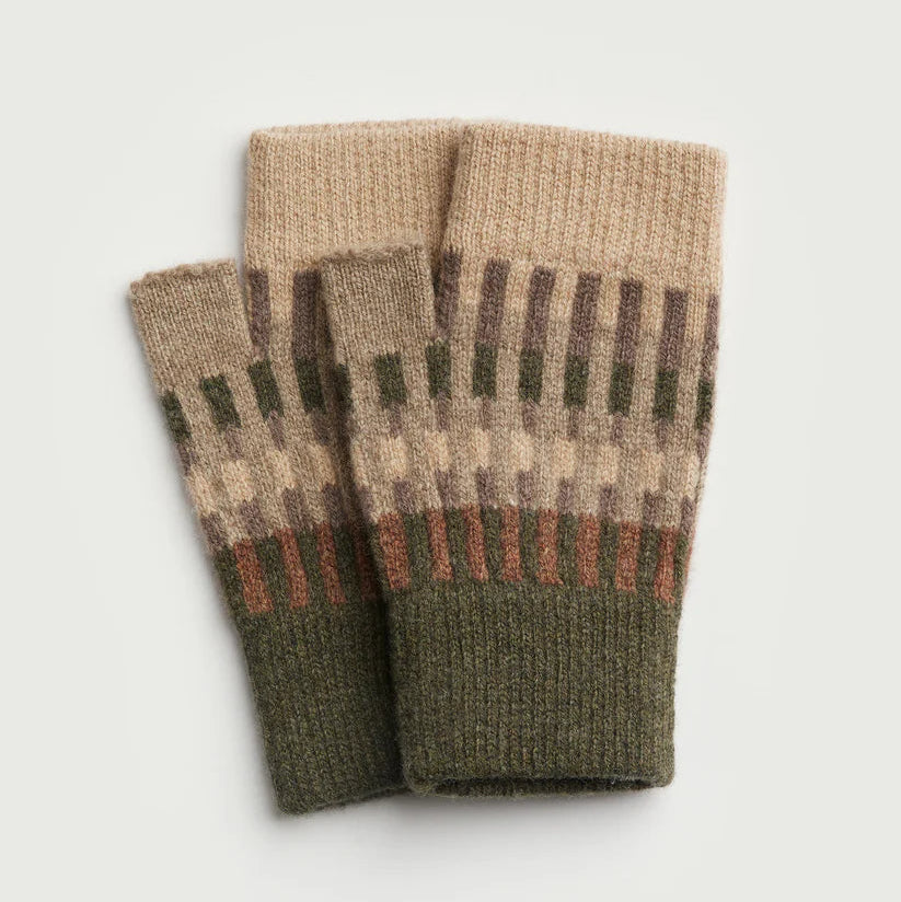 Harbour Fingerless Mitts - Nettle, Wren, Hazelnut
