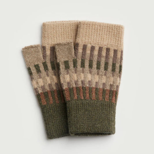 Harbour Fingerless Mitts - Nettle, Wren, Hazelnut