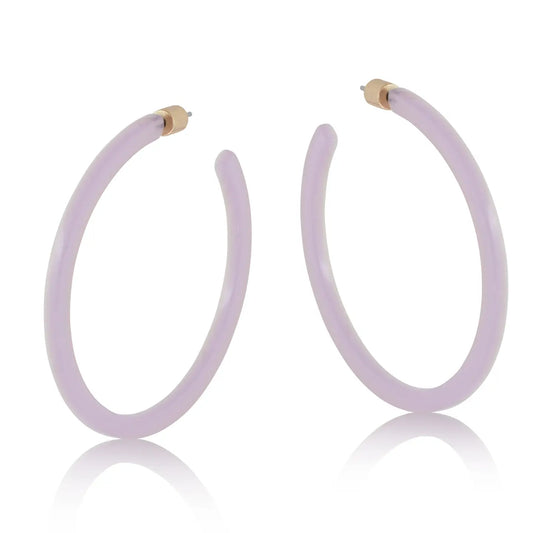 Resin Hoop Earrings - Lilac