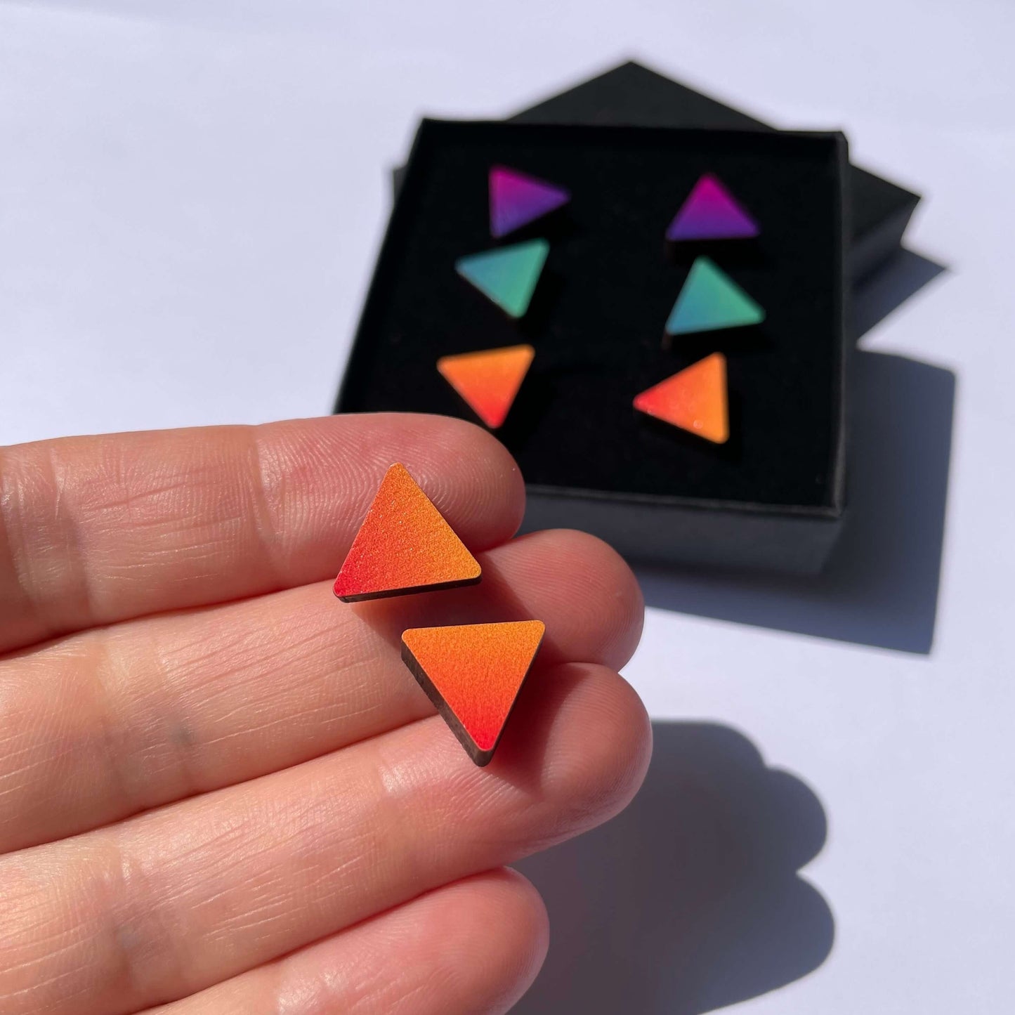 Triangle Studs - Fire Orange
