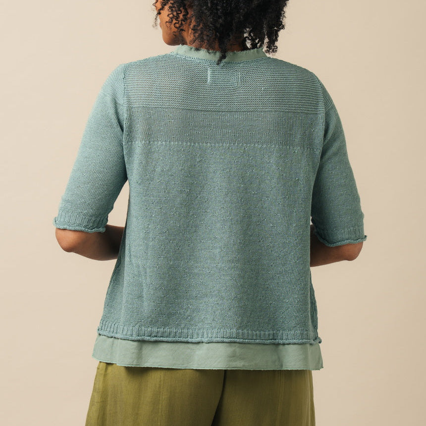 Stichill Linen Top - Caspian