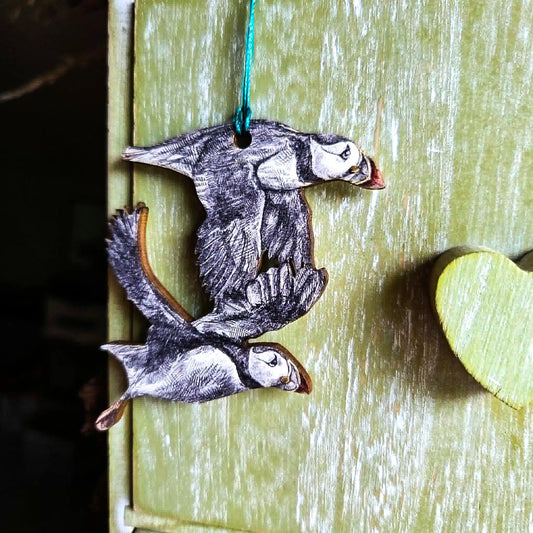 Puffins Wooden Decoration