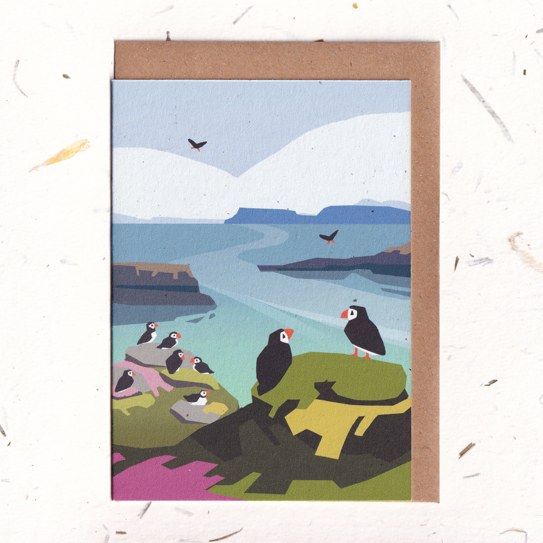 Treshnish Puffins Greeting Card