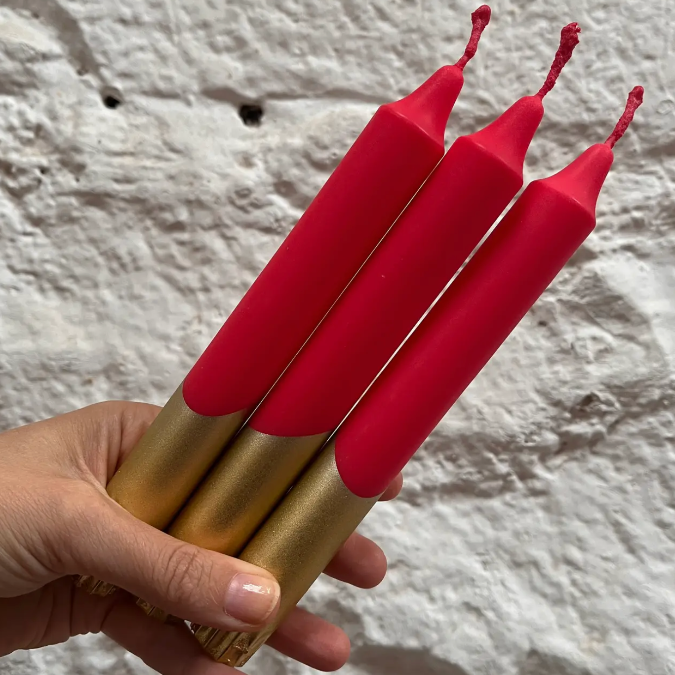 Red Gold-Dipped Stick Candles