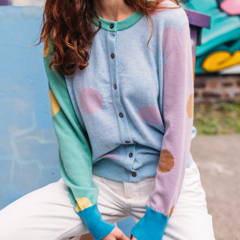 Melrose Cardigan - Glacier Dot