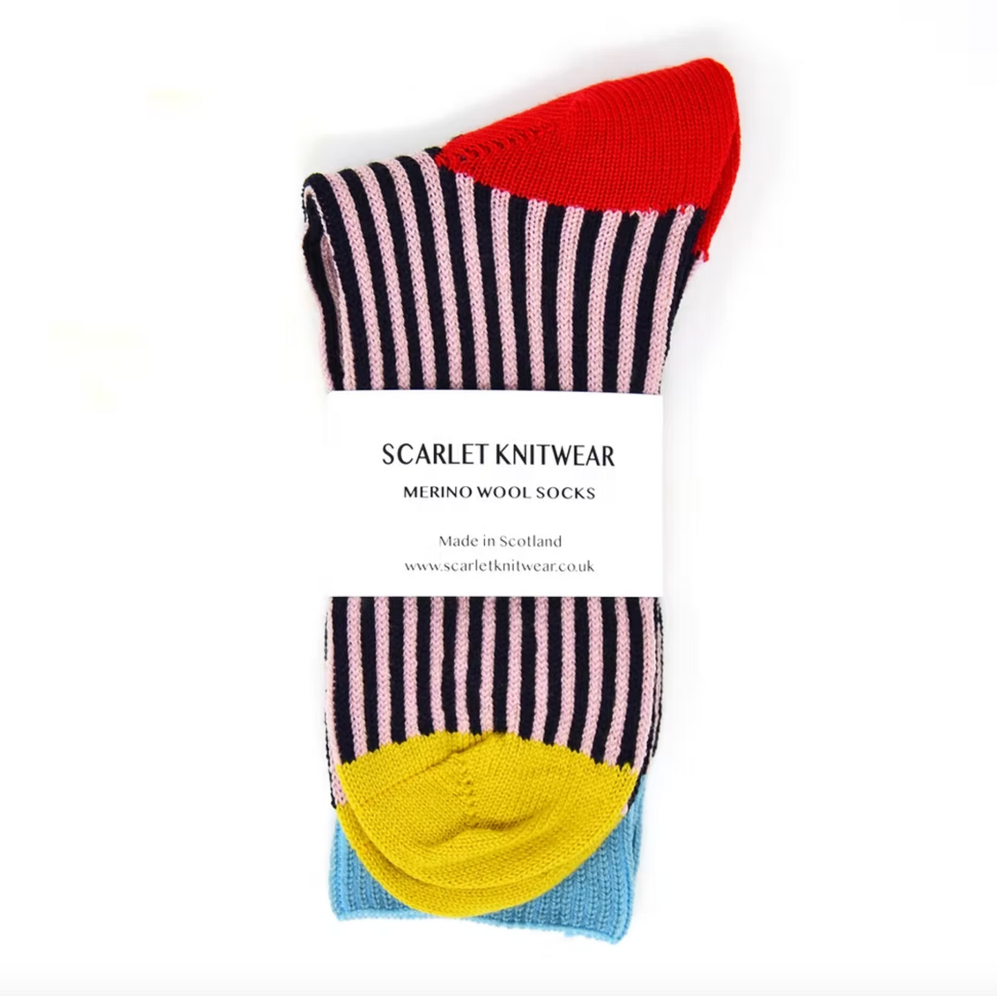 Merino Stripe Socks - Navy/Sand Rose