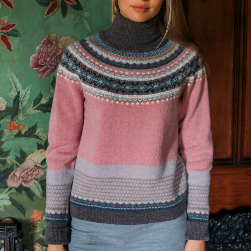 Alpine Roll Neck Sweater - Vintage Pink