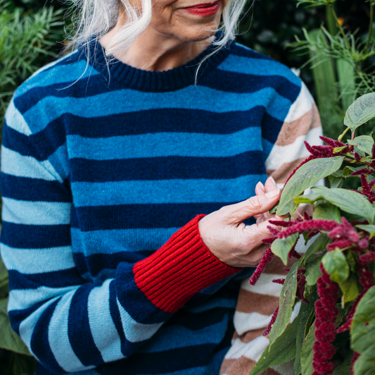 Stobo Stripe Sweater - Navy Reflection