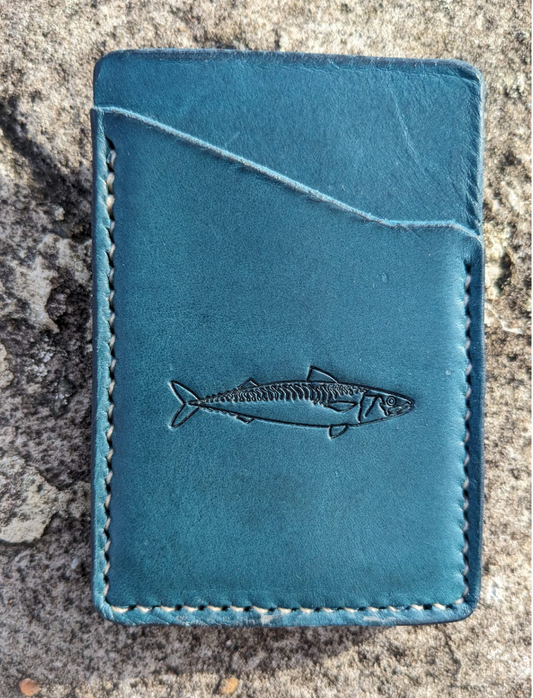 Mackerel Leather Card Wallet - Blue