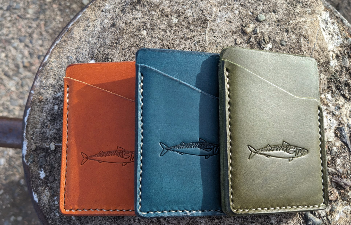 Mackerel Leather Card Wallet - Olive