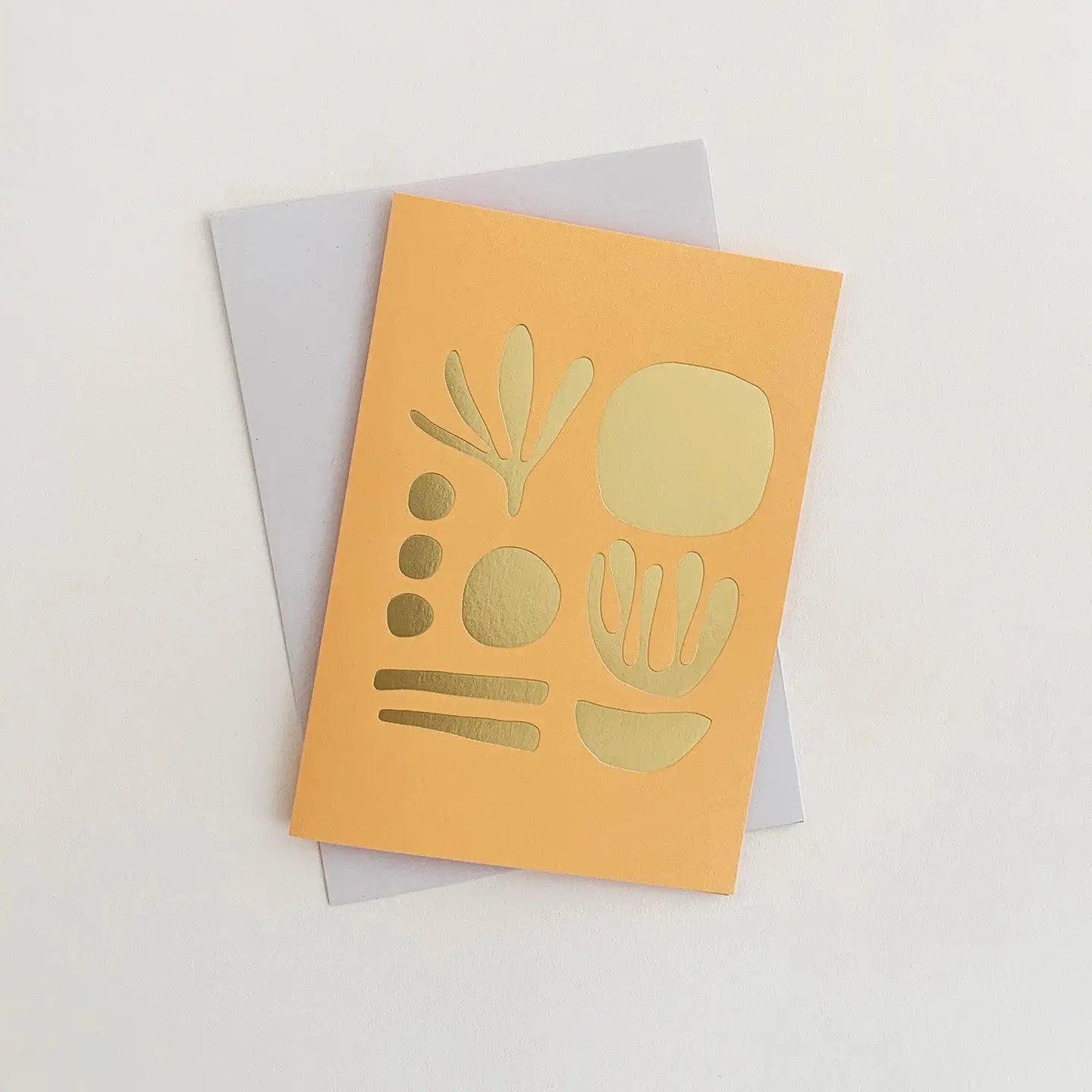 Seaweed, Brass & Peach, Foiled Greetings Card