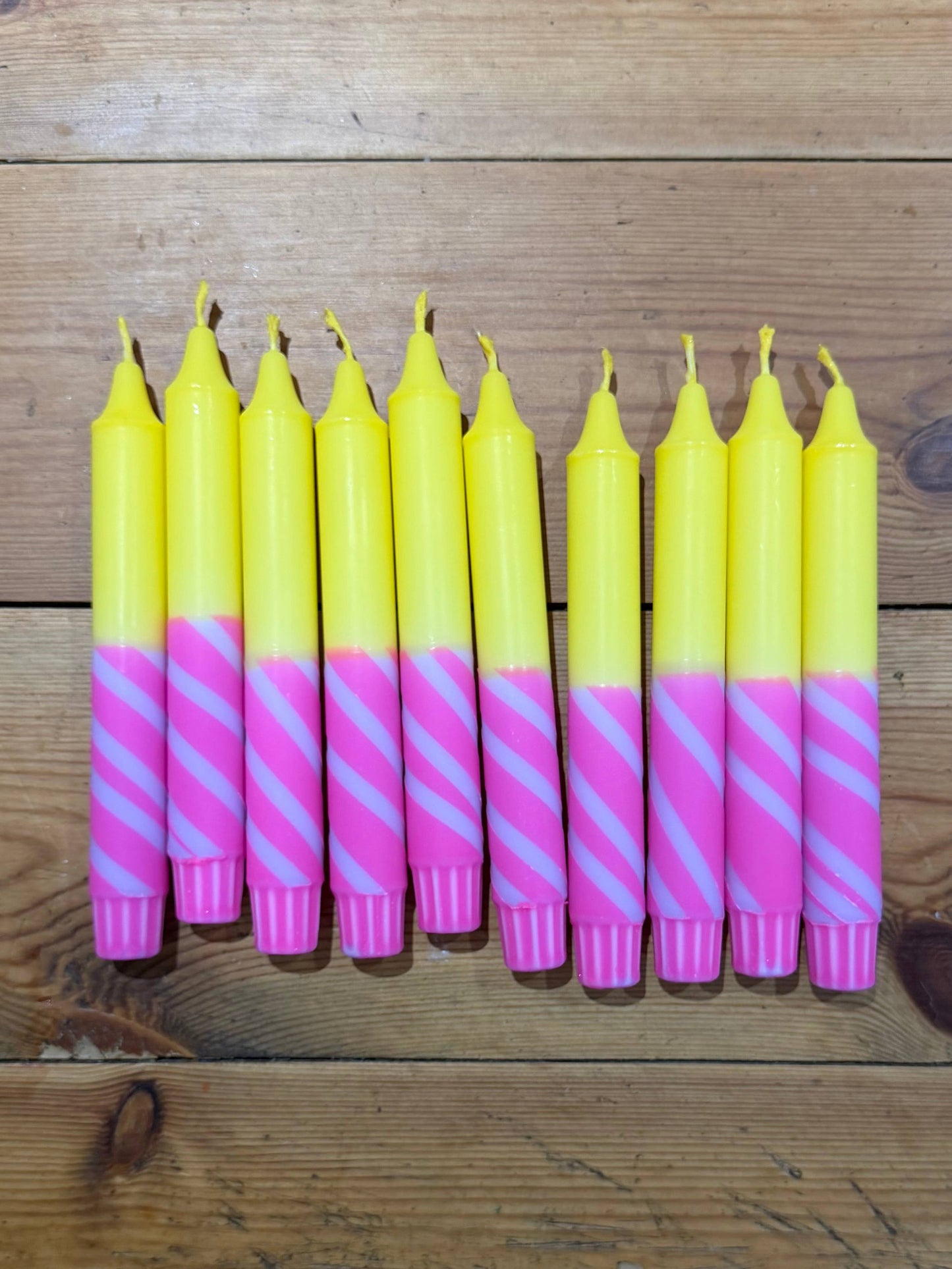 Squiggles Yellow & Pink Stick Candle