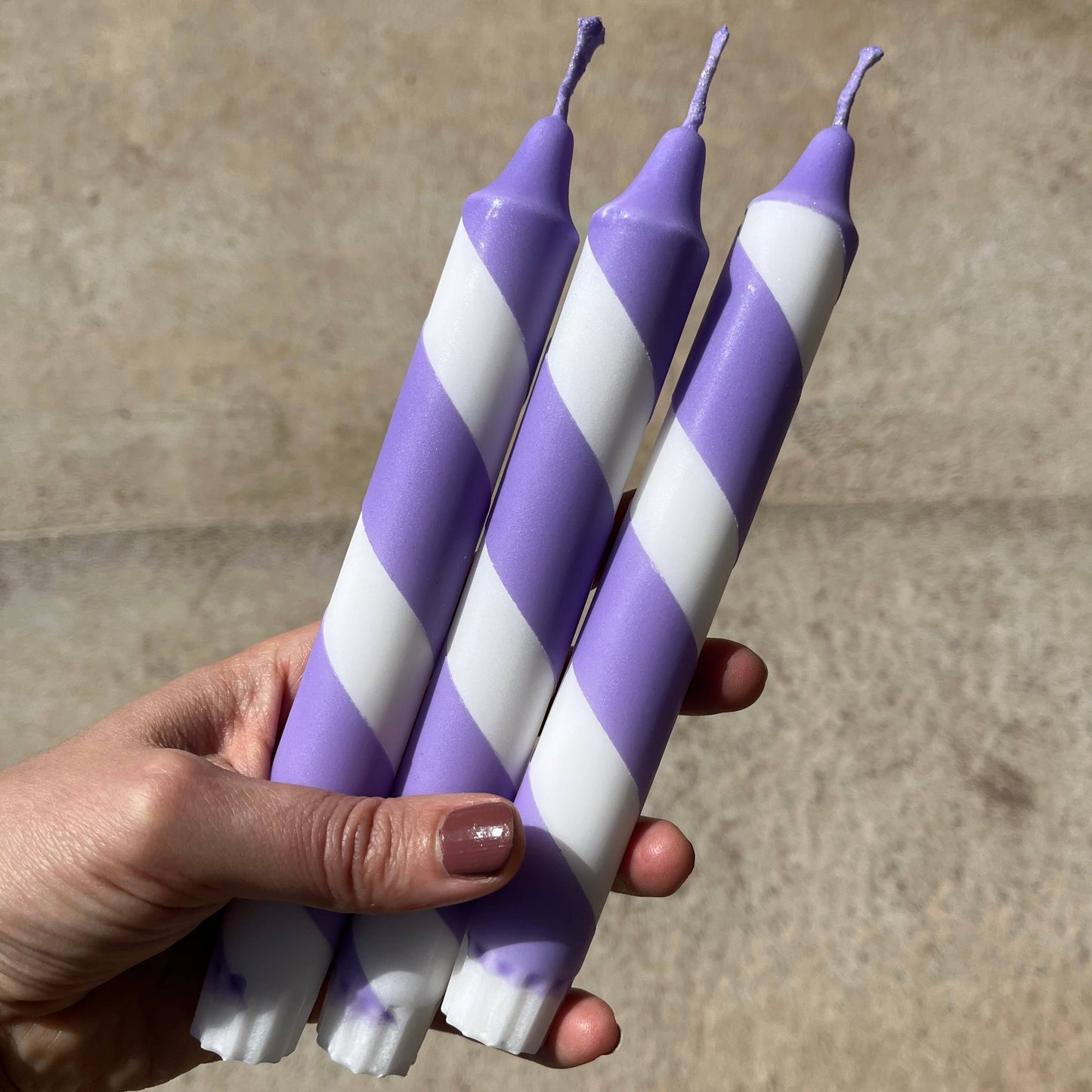 Lilac Helter Skelter Stick Candle