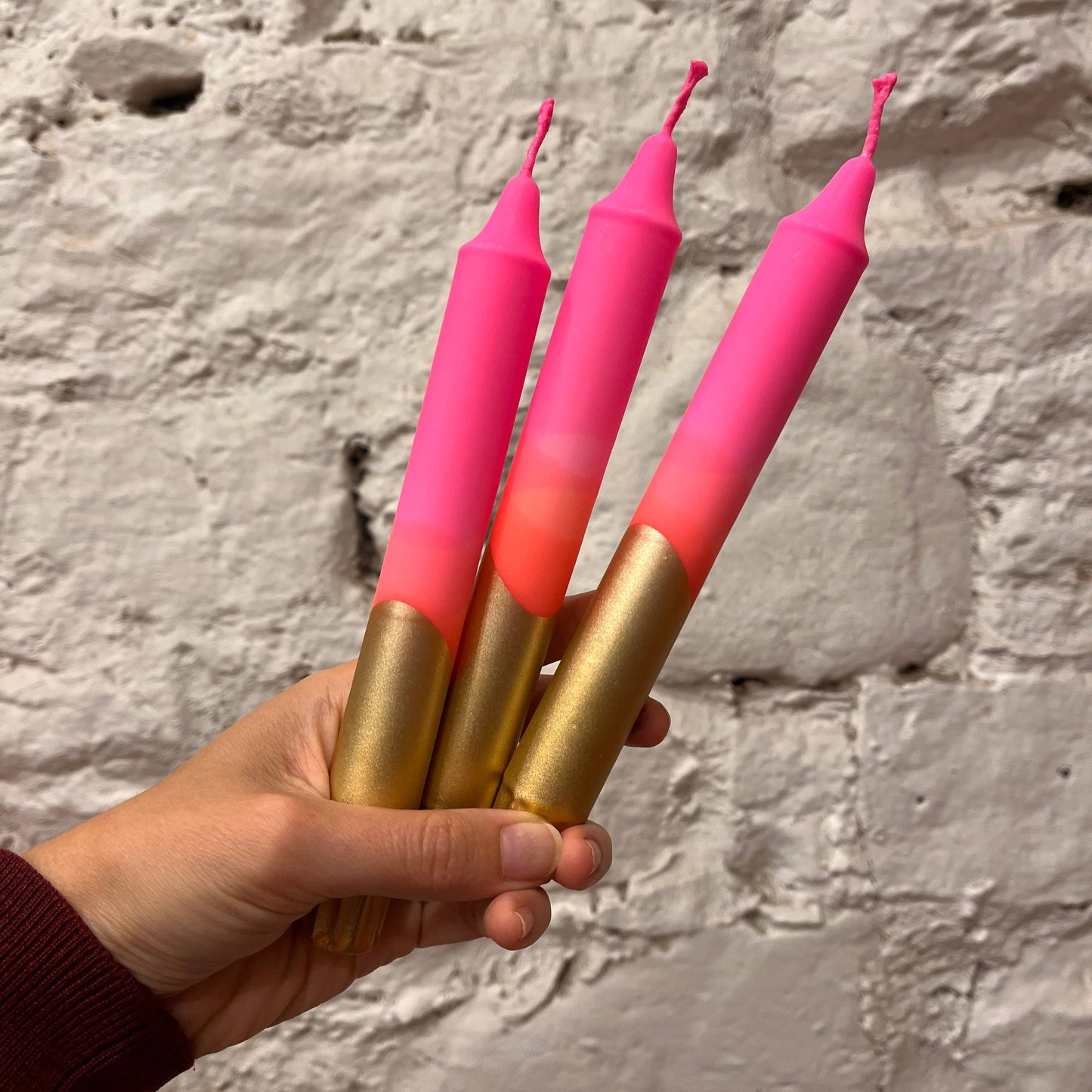 Neon Ombre Gold-Dipped Stick Candle