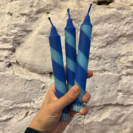 Aqua & Blue Helter Skelter Stick Candle
