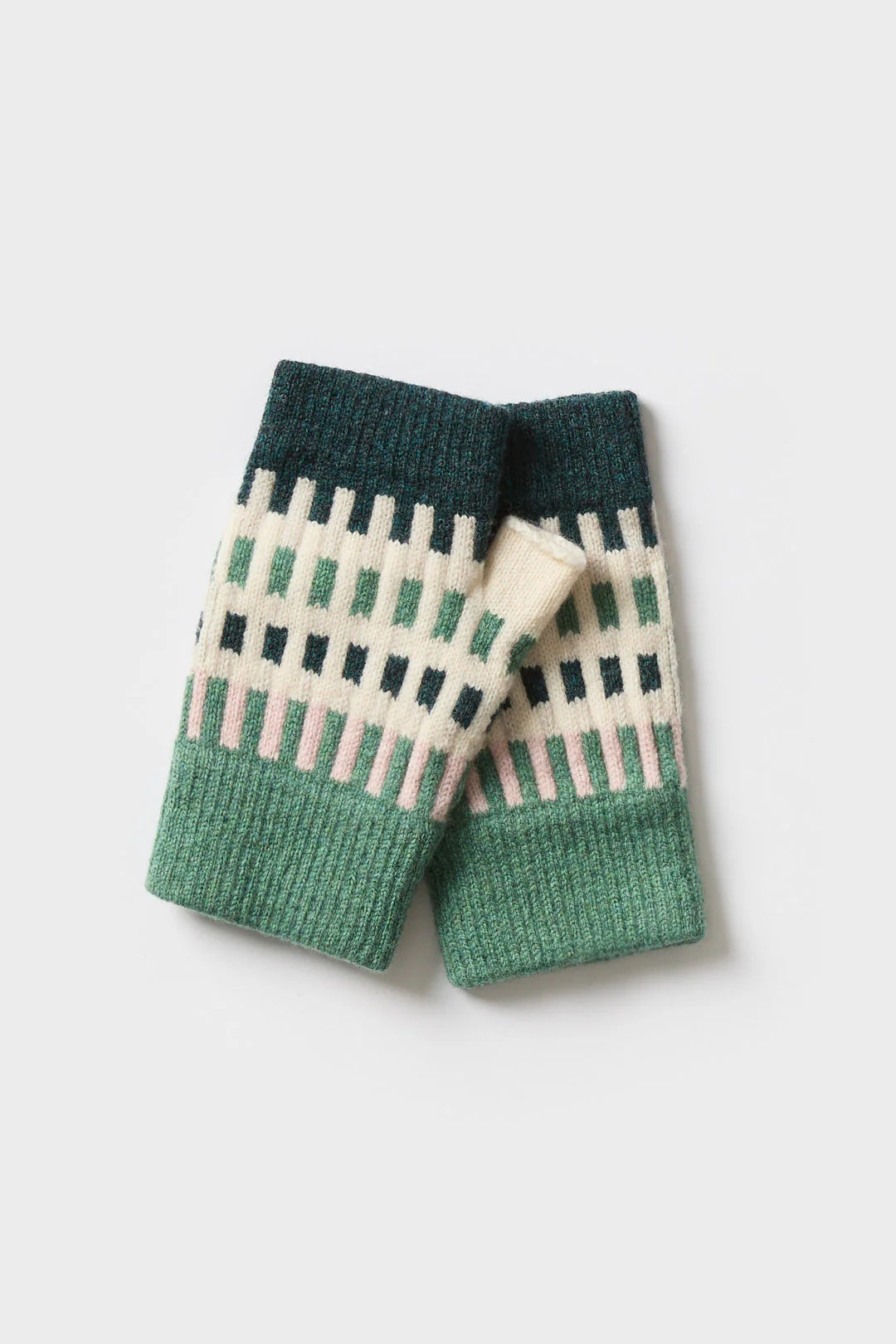 Harbour Fingerless Mitts - Willow & Seashell