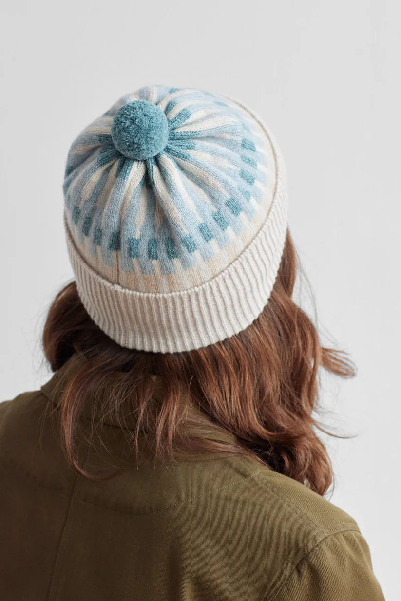 Harbour Pom Hat - North Sea & Oatmeal