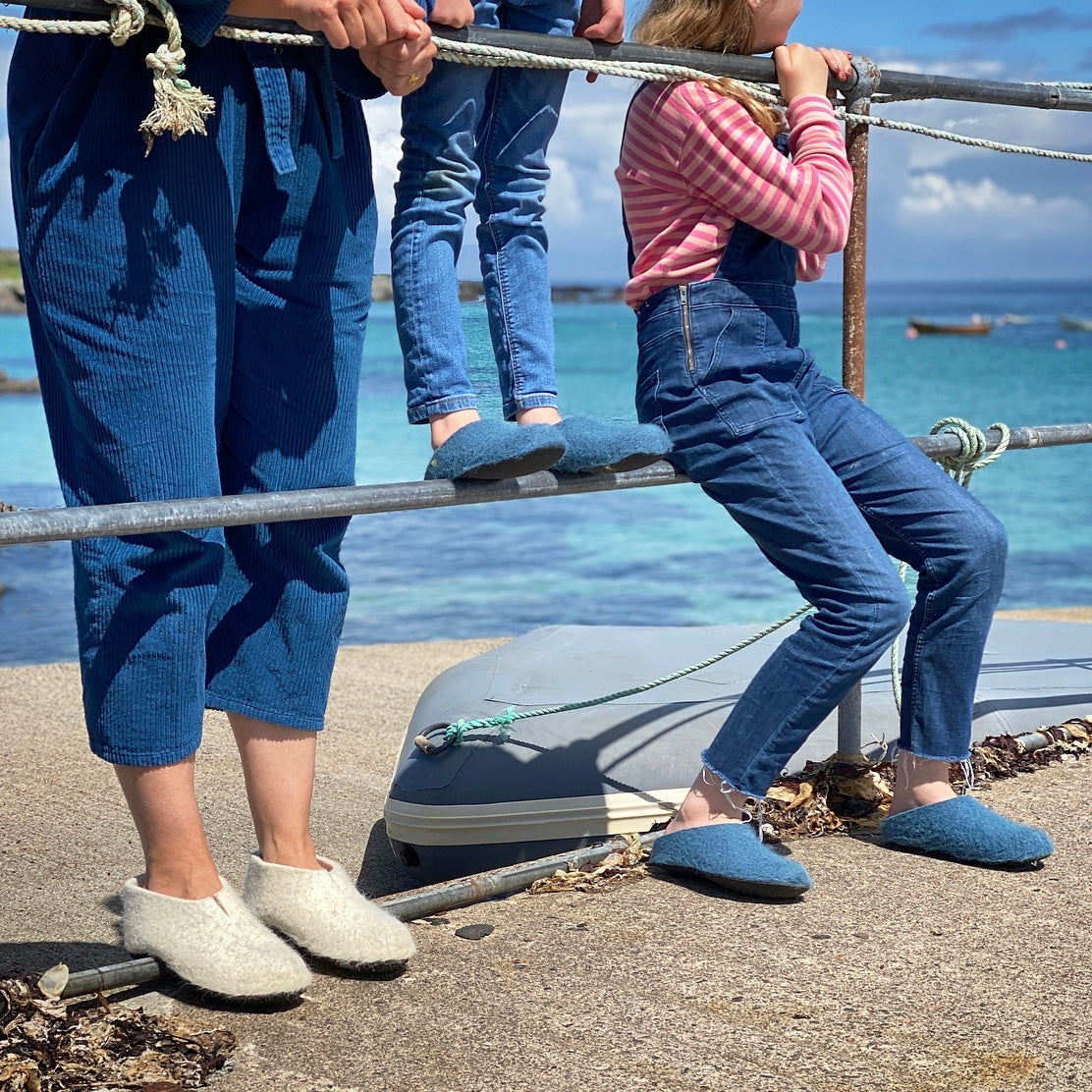 Iona Wool felted slippers - Full Heel, Natural Cream.