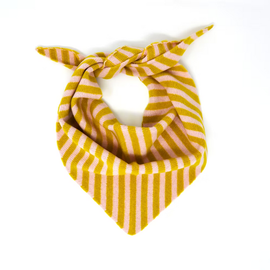 Lambswool Neckerchief - Light Pink & Mustard Stripe