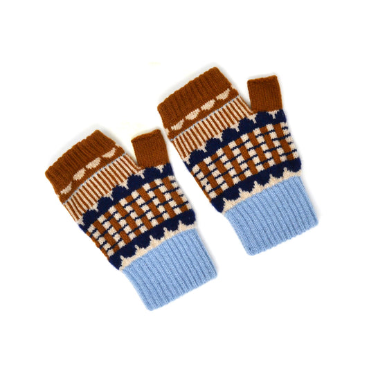 Flora Fingerless Gloves - Brown
