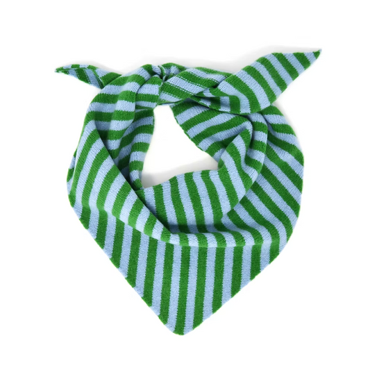 Lambswool Neckerchief - Light Blue & Grass Stripe