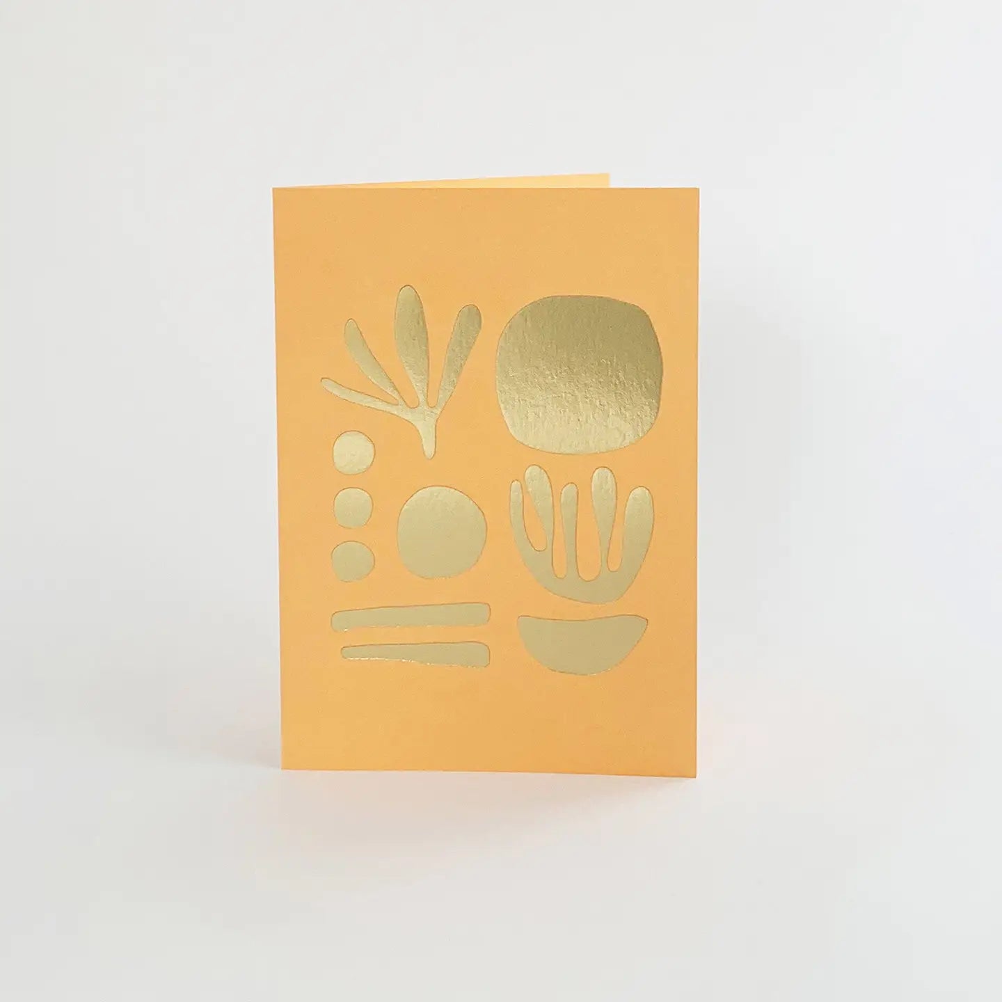 Seaweed, Brass & Peach, Foiled Greetings Card