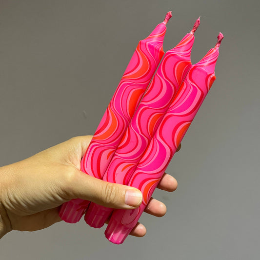 Magenta Pink Marble Stick Candle