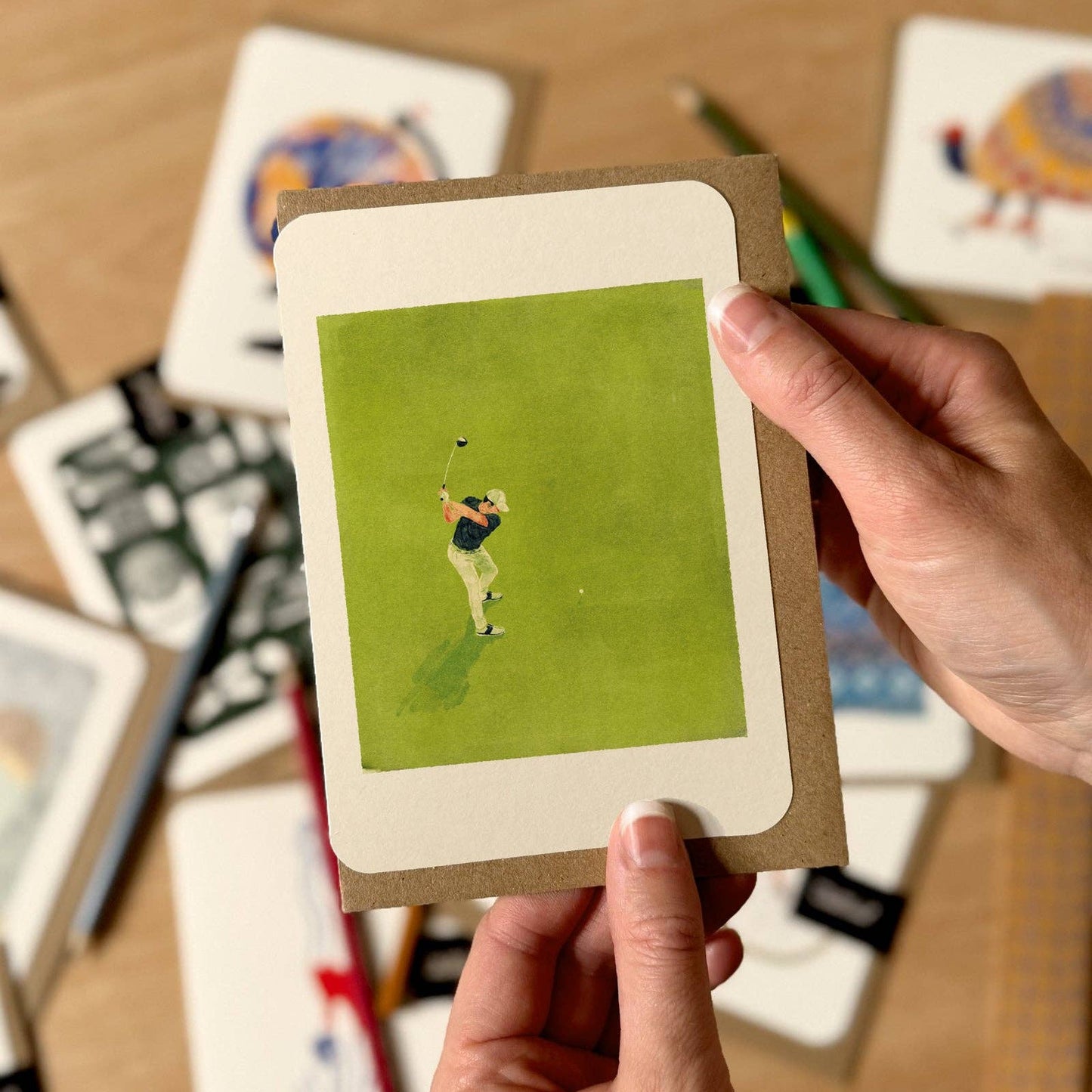 Swatch Golfer Greetings Card
