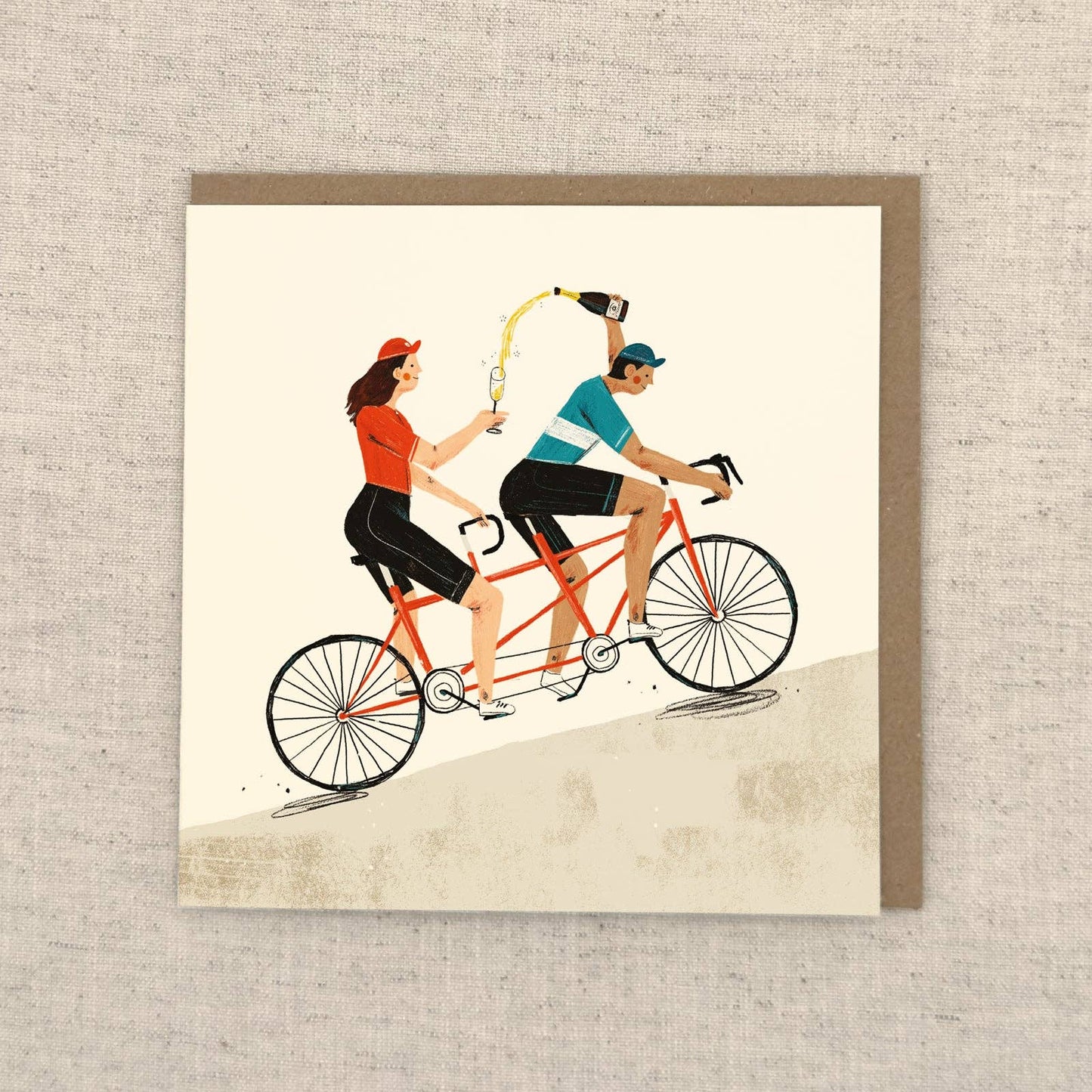 Cycle & Champagne Greetings Card