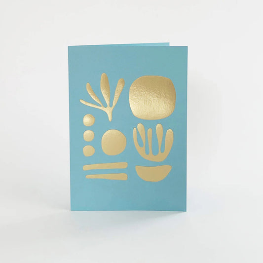 Seaweed, Brass & Sky, Foiled Greetings Card