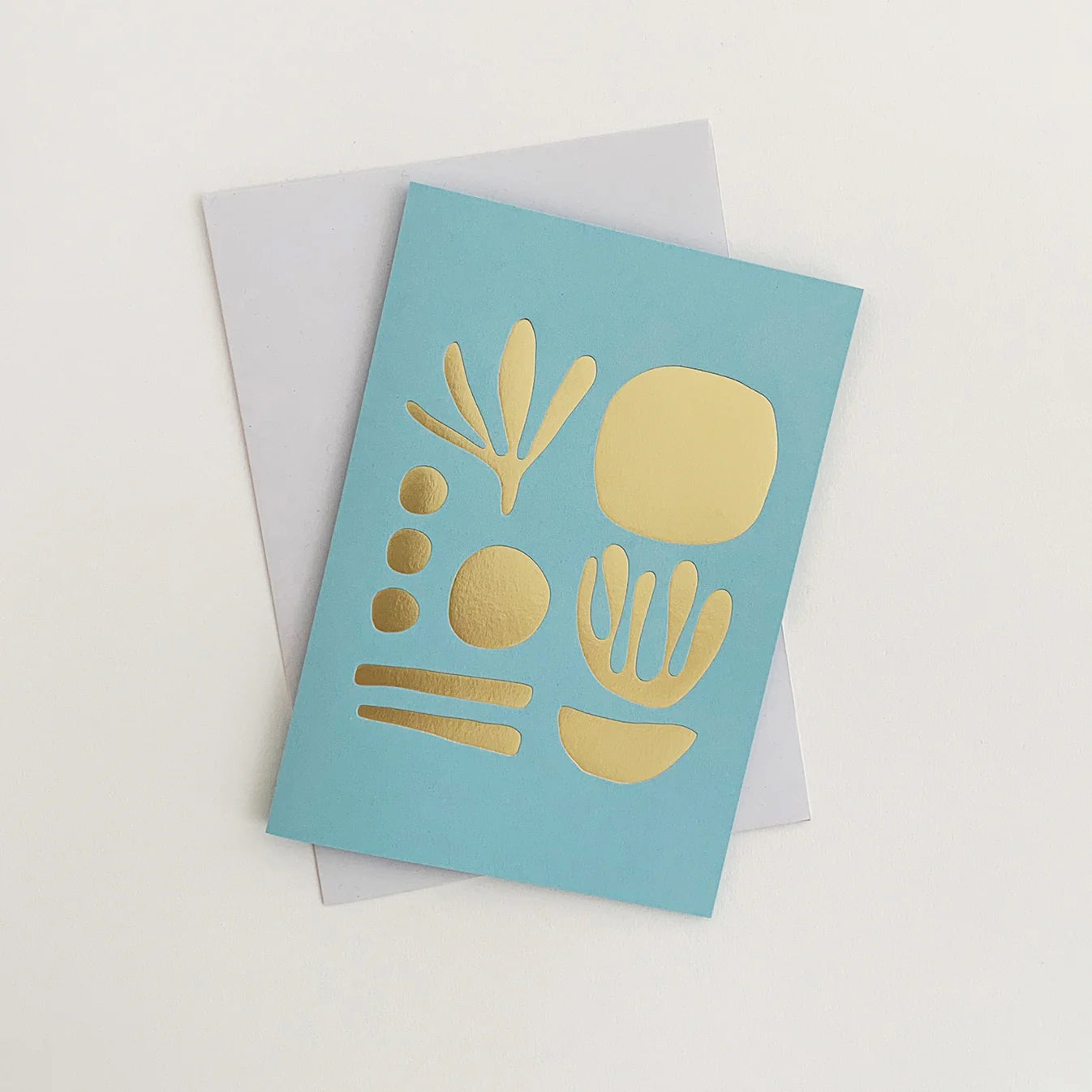 Seaweed, Brass & Sky, Foiled Greetings Card