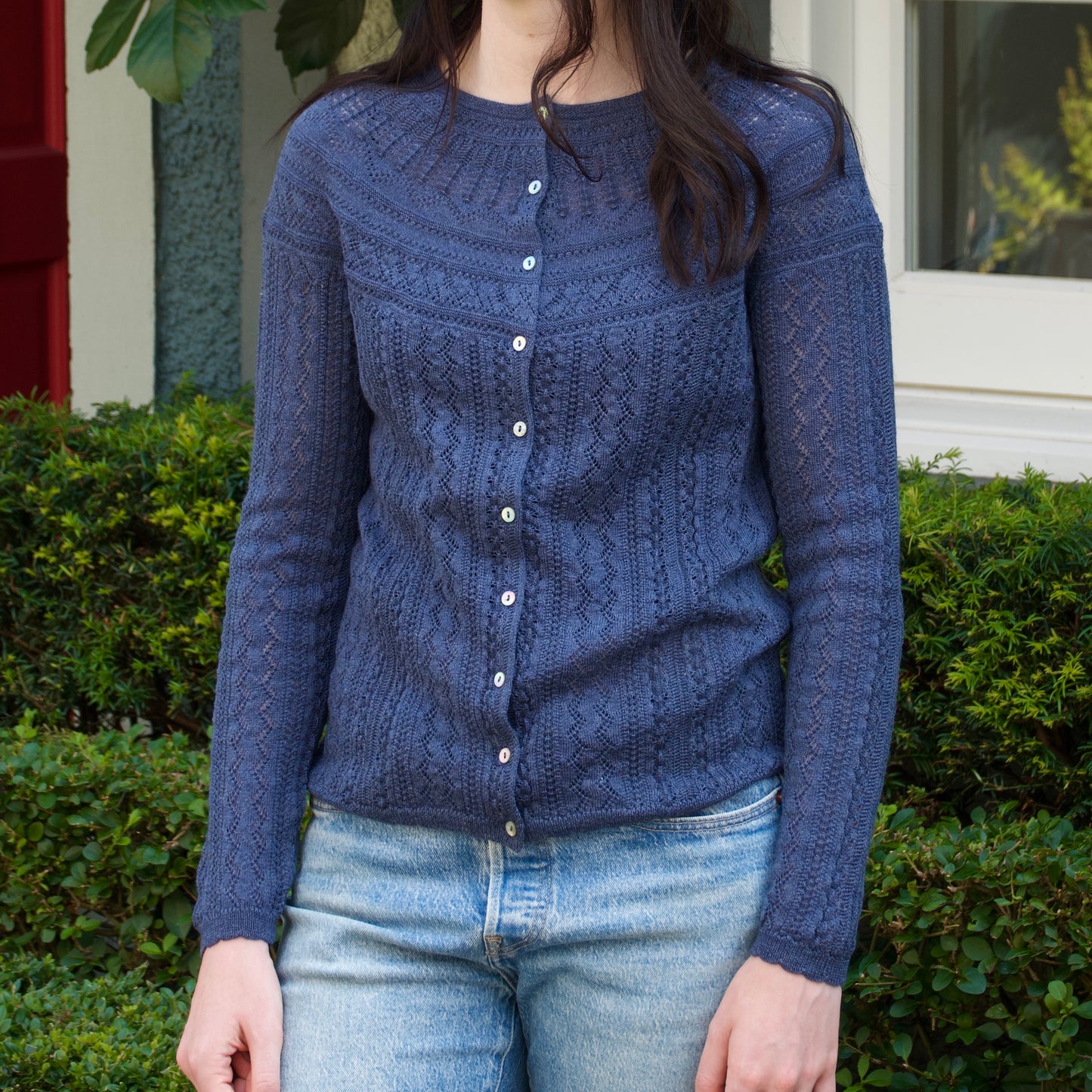 Vaila Lace Cardigan - Denim Blue