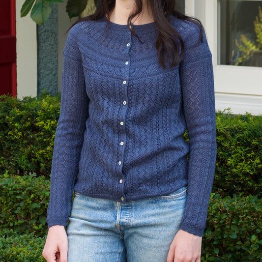 Vaila Lace Cardigan - Denim Blue