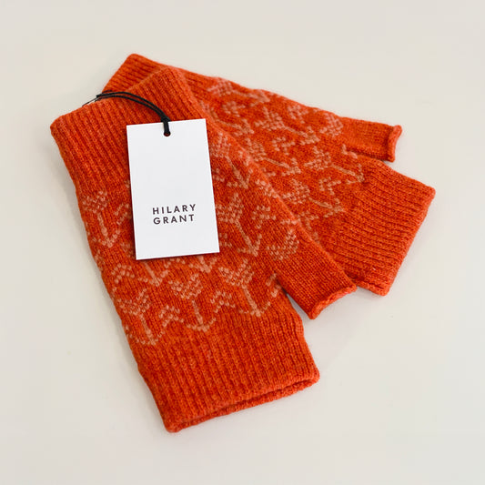 Arrow Fingerless Mitts - Rust and Rosehip
