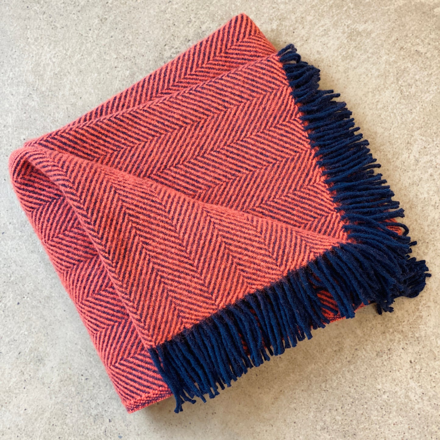 Navy and Flamingo Herringbone