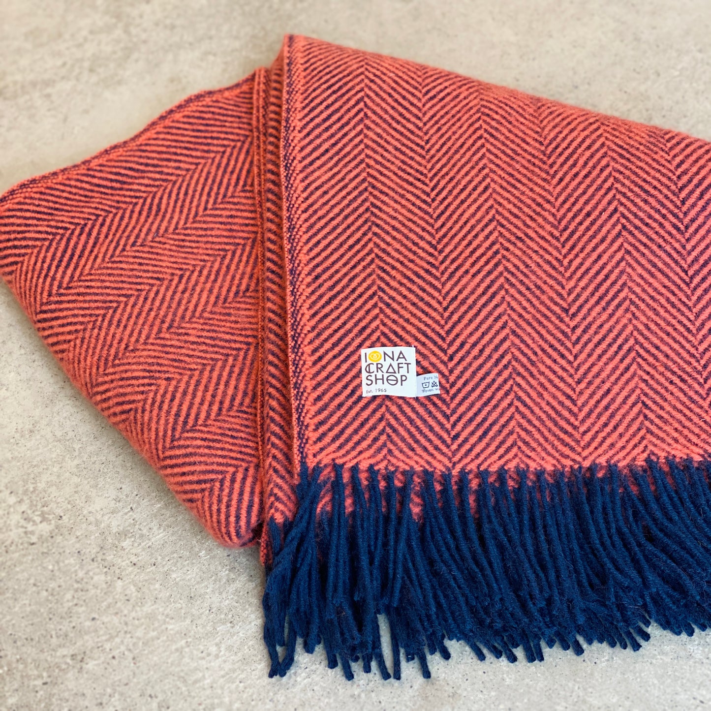 Navy and Flamingo Herringbone