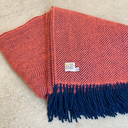 Navy and Flamingo Herringbone