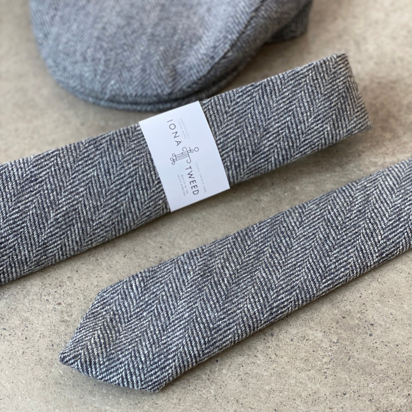 Iona Tweed Tie - Basalt Herringbone