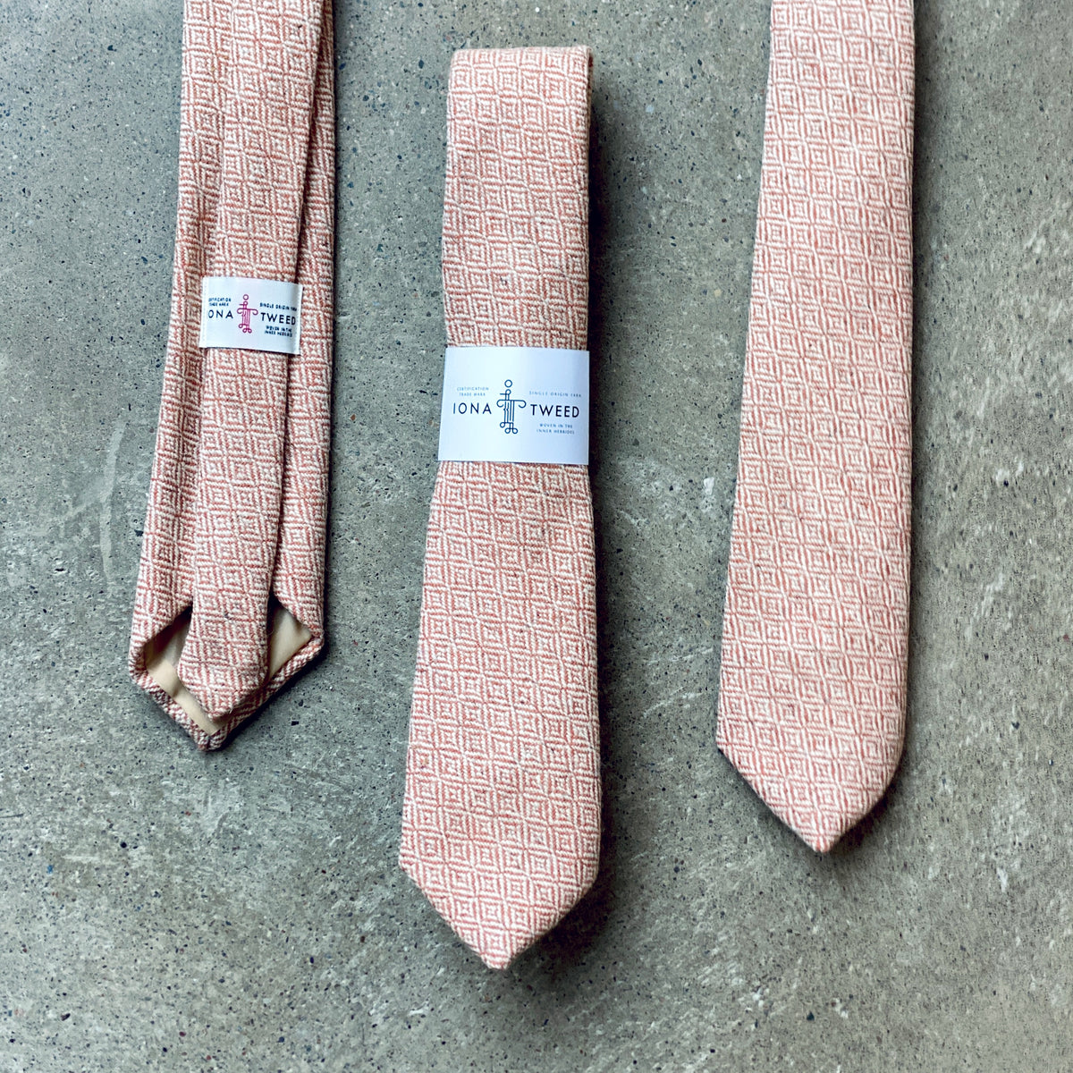 Iona Tweed Tie - Fired Clay Diamond Twill