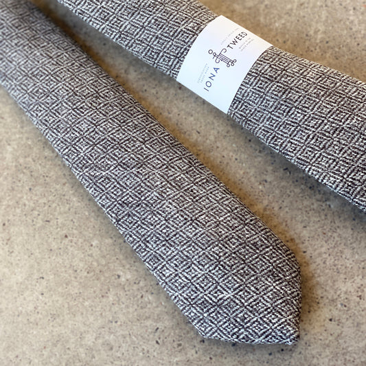 Iona Tweed Tie - Peat Diamond Twill